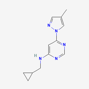 molecular formula C12H15N5 B6441521 N-(cyclopropylmethyl)-6-(4-methyl-1H-pyrazol-1-yl)pyrimidin-4-amine CAS No. 2549026-97-1
