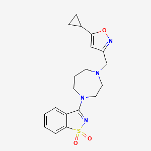 molecular formula C19H22N4O3S B6442055 3-[4-[(5-cyclopropyl-1,2-oxazol-3-yl)methyl]-1,4-diazepan-1-yl]-1,2-benzothiazole 1,1-dioxide CAS No. 2549020-82-6