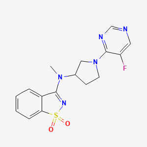 molecular formula C16H16FN5O2S B6442088 N-[1-(5-fluoropyrimidin-4-yl)pyrrolidin-3-yl]-N-methyl-1,1-dioxo-1,2-benzothiazol-3-amine CAS No. 2548982-11-0