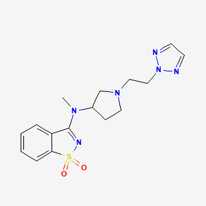 molecular formula C16H20N6O2S B6442156 N-methyl-1,1-dioxo-N-[1-[2-(triazol-2-yl)ethyl]pyrrolidin-3-yl]-1,2-benzothiazol-3-amine CAS No. 2548986-34-9
