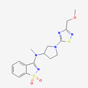 molecular formula C16H19N5O3S2 B6442221 N-[1-[3-(methoxymethyl)-1,2,4-thiadiazol-5-yl]pyrrolidin-3-yl]-N-methyl-1,1-dioxo-1,2-benzothiazol-3-amine CAS No. 2549043-04-9