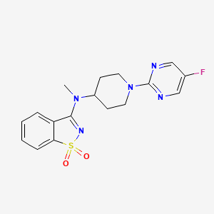 molecular formula C17H18FN5O2S B6442229 N-[1-(5-fluoropyrimidin-2-yl)piperidin-4-yl]-N-methyl-1,1-dioxo-1,2-benzothiazol-3-amine CAS No. 2549049-85-4