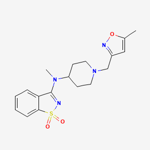 molecular formula C18H22N4O3S B6442265 N-methyl-N-[1-[(5-methyl-1,2-oxazol-3-yl)methyl]piperidin-4-yl]-1,1-dioxo-1,2-benzothiazol-3-amine CAS No. 2549005-63-0