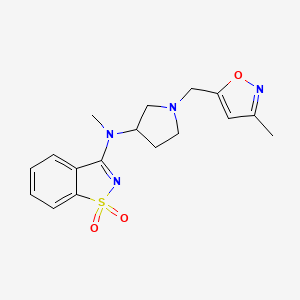 molecular formula C17H20N4O3S B6442321 N-methyl-N-[1-[(3-methyl-1,2-oxazol-5-yl)methyl]pyrrolidin-3-yl]-1,1-dioxo-1,2-benzothiazol-3-amine CAS No. 2548975-16-0