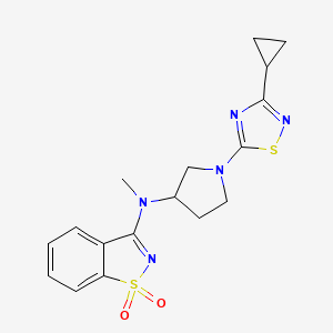 molecular formula C17H19N5O2S2 B6442394 N-[1-(3-cyclopropyl-1,2,4-thiadiazol-5-yl)pyrrolidin-3-yl]-N-methyl-1,1-dioxo-1,2-benzothiazol-3-amine CAS No. 2548983-84-0