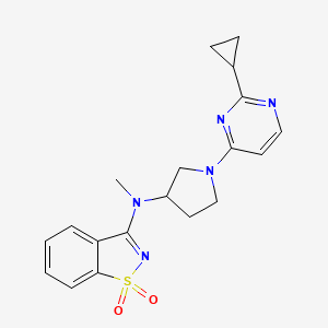 molecular formula C19H21N5O2S B6442410 N-[1-(2-cyclopropylpyrimidin-4-yl)pyrrolidin-3-yl]-N-methyl-1,1-dioxo-1,2-benzothiazol-3-amine CAS No. 2548995-23-7
