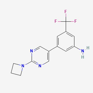 3-[2-(azetidin-1-yl)pyrimidin-5-yl]-5-(trifluoromethyl)aniline