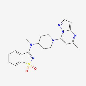 molecular formula C20H22N6O2S B6443562 N-methyl-N-[1-(5-methylpyrazolo[1,5-a]pyrimidin-7-yl)piperidin-4-yl]-1,1-dioxo-1,2-benzothiazol-3-amine CAS No. 2548998-93-0
