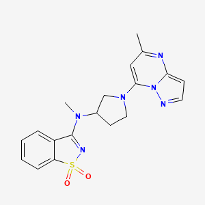 molecular formula C19H20N6O2S B6443582 N-methyl-N-[1-(5-methylpyrazolo[1,5-a]pyrimidin-7-yl)pyrrolidin-3-yl]-1,1-dioxo-1,2-benzothiazol-3-amine CAS No. 2548988-64-1