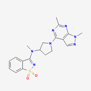 B6443662 3-[(1-{1,6-dimethyl-1H-pyrazolo[3,4-d]pyrimidin-4-yl}pyrrolidin-3-yl)(methyl)amino]-1??,2-benzothiazole-1,1-dione CAS No. 2549052-68-6