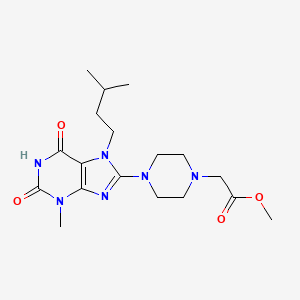 molecular formula C18H28N6O4 B6443675 methyl {4-[6-hydroxy-3-methyl-7-(3-methylbutyl)-2-oxo-3,7-dihydro-2H-purin-8-yl]piperazin-1-yl}acetate CAS No. 895841-31-3