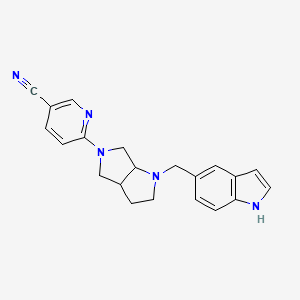 B6447448 6-{1-[(1H-indol-5-yl)methyl]-octahydropyrrolo[2,3-c]pyrrol-5-yl}pyridine-3-carbonitrile CAS No. 2549053-05-4