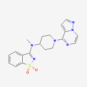 molecular formula C19H20N6O2S B6447704 N-methyl-1,1-dioxo-N-(1-pyrazolo[1,5-a]pyrazin-4-ylpiperidin-4-yl)-1,2-benzothiazol-3-amine CAS No. 2549023-56-3