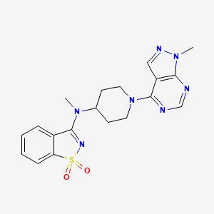 molecular formula C19H21N7O2S B6447730 N-methyl-N-[1-(1-methylpyrazolo[3,4-d]pyrimidin-4-yl)piperidin-4-yl]-1,1-dioxo-1,2-benzothiazol-3-amine CAS No. 2549065-30-5