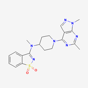 molecular formula C20H23N7O2S B6447732 N-[1-(1,6-dimethylpyrazolo[3,4-d]pyrimidin-4-yl)piperidin-4-yl]-N-methyl-1,1-dioxo-1,2-benzothiazol-3-amine CAS No. 2549038-98-2