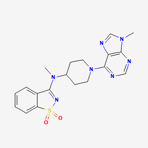 molecular formula C19H21N7O2S B6447741 N-methyl-N-[1-(9-methylpurin-6-yl)piperidin-4-yl]-1,1-dioxo-1,2-benzothiazol-3-amine CAS No. 2548986-52-1