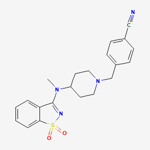 molecular formula C21H22N4O2S B6447744 4-[[4-[(1,1-dioxo-1,2-benzothiazol-3-yl)-methylamino]piperidin-1-yl]methyl]benzonitrile CAS No. 2549015-93-0