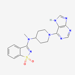 molecular formula C18H19N7O2S B6447748 N-methyl-1,1-dioxo-N-[1-(7H-purin-6-yl)piperidin-4-yl]-1,2-benzothiazol-3-amine CAS No. 2549030-34-2