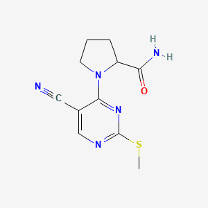 1-[5-cyano-2-(methylsulfanyl)pyrimidin-4-yl]pyrrolidine-2-carboxamide