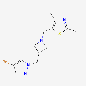 B6448777 5-({3-[(4-bromo-1H-pyrazol-1-yl)methyl]azetidin-1-yl}methyl)-2,4-dimethyl-1,3-thiazole CAS No. 2549063-12-7