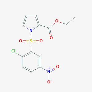 molecular formula C13H11ClN2O6S B064488 Ethyl 1-((2-chloro-5-nitrophenyl)sulfonyl)-1H-pyrrole-2-carboxylate CAS No. 173908-23-1