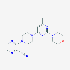 B6448987 3-{4-[6-methyl-2-(morpholin-4-yl)pyrimidin-4-yl]piperazin-1-yl}pyrazine-2-carbonitrile CAS No. 2549014-18-6