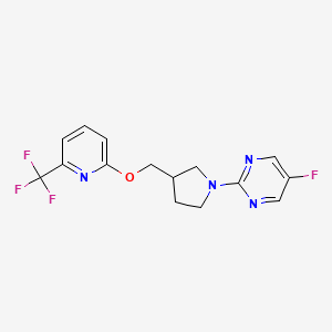 B6449002 5-fluoro-2-[3-({[6-(trifluoromethyl)pyridin-2-yl]oxy}methyl)pyrrolidin-1-yl]pyrimidine CAS No. 2549064-19-7
