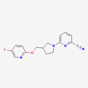 molecular formula C16H15FN4O B6449009 6-(3-{[(5-fluoropyridin-2-yl)oxy]methyl}pyrrolidin-1-yl)pyridine-2-carbonitrile CAS No. 2549031-04-9