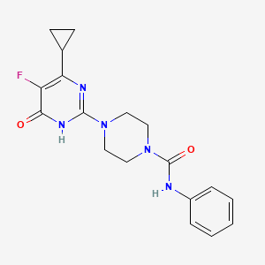 B6449830 4-(4-cyclopropyl-5-fluoro-6-oxo-1,6-dihydropyrimidin-2-yl)-N-phenylpiperazine-1-carboxamide CAS No. 2549051-42-3
