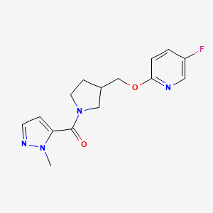 B6451320 5-fluoro-2-{[1-(1-methyl-1H-pyrazole-5-carbonyl)pyrrolidin-3-yl]methoxy}pyridine CAS No. 2549052-70-0