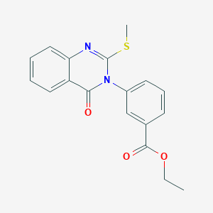molecular formula C18H16N2O3S B6452021 ethyl 3-[2-(methylsulfanyl)-4-oxo-3,4-dihydroquinazolin-3-yl]benzoate CAS No. 2640974-53-2