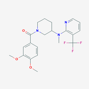 molecular formula C21H24F3N3O3 B6452103 N-[1-(3,4-dimethoxybenzoyl)piperidin-3-yl]-N-methyl-3-(trifluoromethyl)pyridin-2-amine CAS No. 2548990-57-2