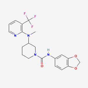 molecular formula C20H21F3N4O3 B6452151 N-(2H-1,3-benzodioxol-5-yl)-3-{methyl[3-(trifluoromethyl)pyridin-2-yl]amino}piperidine-1-carboxamide CAS No. 2549066-66-0