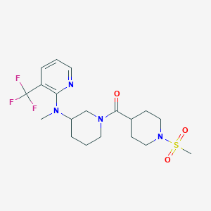 molecular formula C19H27F3N4O3S B6452155 N-[1-(1-methanesulfonylpiperidine-4-carbonyl)piperidin-3-yl]-N-methyl-3-(trifluoromethyl)pyridin-2-amine CAS No. 2548990-79-8