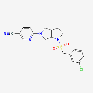 molecular formula C19H19ClN4O2S B6452158 6-{1-[(3-chlorophenyl)methanesulfonyl]-octahydropyrrolo[2,3-c]pyrrol-5-yl}pyridine-3-carbonitrile CAS No. 2549066-68-2