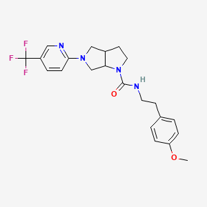 molecular formula C22H25F3N4O2 B6452217 N-[2-(4-methoxyphenyl)ethyl]-5-[5-(trifluoromethyl)pyridin-2-yl]-octahydropyrrolo[3,4-b]pyrrole-1-carboxamide CAS No. 2548990-81-2