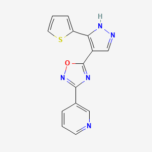 3-{5-[3-(thiophen-2-yl)-1H-pyrazol-4-yl]-1,2,4-oxadiazol-3-yl}pyridine