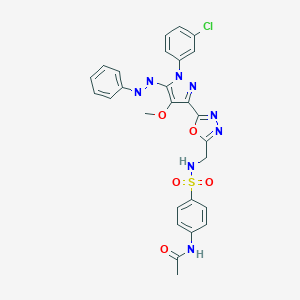 N-[4-[[5-[1-(3-chlorophenyl)-4-methoxy-5-phenyldiazenylpyrazol-3-yl]-1,3,4-oxadiazol-2-yl]methylsulfamoyl]phenyl]acetamide