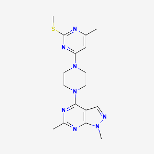 4-(4-{1,6-dimethyl-1H-pyrazolo[3,4-d]pyrimidin-4-yl}piperazin-1-yl)-6-methyl-2-(methylsulfanyl)pyrimidine