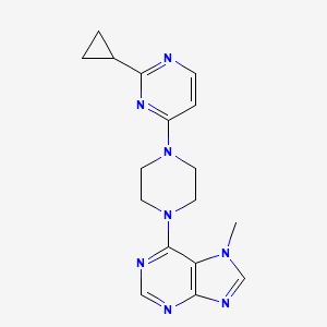 molecular formula C17H20N8 B6452989 6-[4-(2-cyclopropylpyrimidin-4-yl)piperazin-1-yl]-7-methyl-7H-purine CAS No. 2549016-07-9