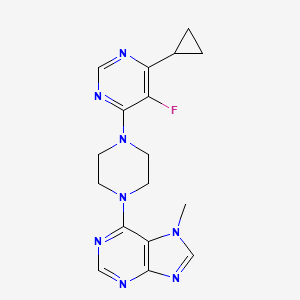 molecular formula C17H19FN8 B6453013 6-[4-(6-cyclopropyl-5-fluoropyrimidin-4-yl)piperazin-1-yl]-7-methyl-7H-purine CAS No. 2549005-67-4
