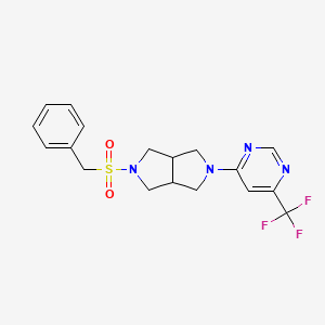 molecular formula C18H19F3N4O2S B6453020 4-{5-phenylmethanesulfonyl-octahydropyrrolo[3,4-c]pyrrol-2-yl}-6-(trifluoromethyl)pyrimidine CAS No. 2549042-29-5