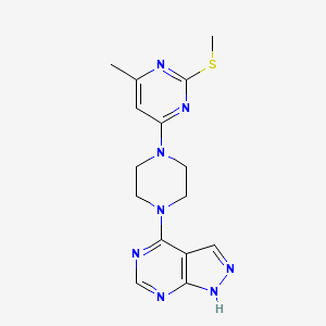 4-methyl-2-(methylsulfanyl)-6-(4-{1H-pyrazolo[3,4-d]pyrimidin-4-yl}piperazin-1-yl)pyrimidine