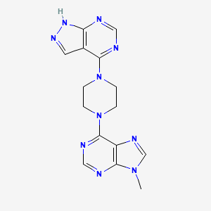 molecular formula C15H16N10 B6453332 9-methyl-6-(4-{1H-pyrazolo[3,4-d]pyrimidin-4-yl}piperazin-1-yl)-9H-purine CAS No. 2549042-82-0