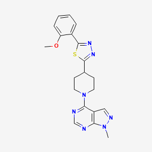 molecular formula C20H21N7OS B6453364 4-[5-(2-methoxyphenyl)-1,3,4-thiadiazol-2-yl]-1-{1-methyl-1H-pyrazolo[3,4-d]pyrimidin-4-yl}piperidine CAS No. 2549043-80-1