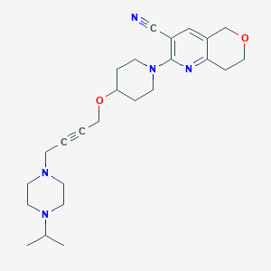 B6453412 2-[4-({4-[4-(propan-2-yl)piperazin-1-yl]but-2-yn-1-yl}oxy)piperidin-1-yl]-5H,7H,8H-pyrano[4,3-b]pyridine-3-carbonitrile CAS No. 2549050-84-0