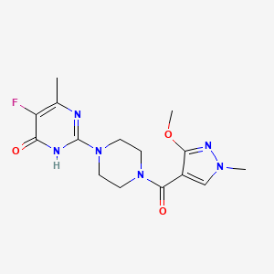 5-fluoro-2-[4-(3-methoxy-1-methyl-1H-pyrazole-4-carbonyl)piperazin-1-yl]-6-methyl-3,4-dihydropyrimidin-4-one