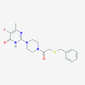 molecular formula C18H21FN4O2S B6454237 2-{4-[2-(benzylsulfanyl)acetyl]piperazin-1-yl}-5-fluoro-6-methyl-3,4-dihydropyrimidin-4-one CAS No. 2549005-21-0
