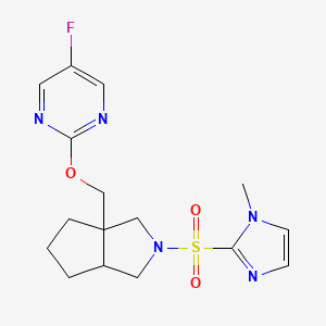 molecular formula C16H20FN5O3S B6454287 5-fluoro-2-({2-[(1-methyl-1H-imidazol-2-yl)sulfonyl]-octahydrocyclopenta[c]pyrrol-3a-yl}methoxy)pyrimidine CAS No. 2548991-07-5