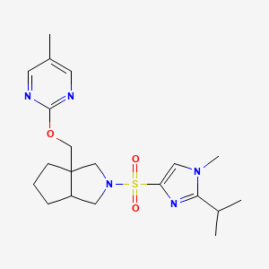 molecular formula C20H29N5O3S B6454476 5-methyl-2-[(2-{[1-methyl-2-(propan-2-yl)-1H-imidazol-4-yl]sulfonyl}-octahydrocyclopenta[c]pyrrol-3a-yl)methoxy]pyrimidine CAS No. 2549005-70-9